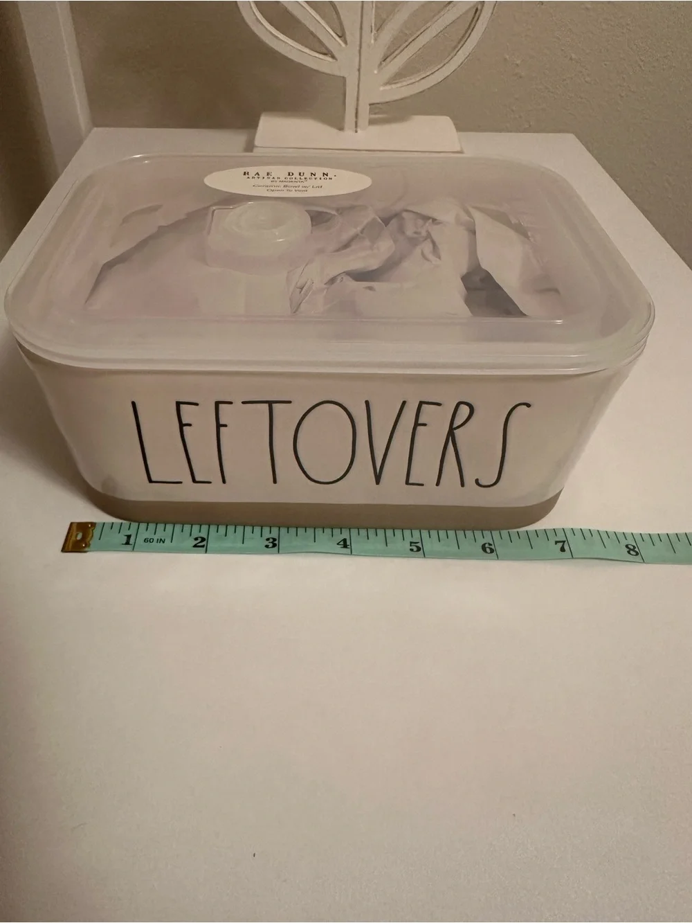 Rae Dunn By Magenta LEFTOVERS Ceramic Food Storage Container w/ Vented Lid G1